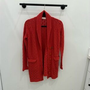 Anthropologie Vibrant Red Cardigan Sweater